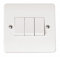 Click Mode CMA013 3 gang 2 way 10 ax triple light switch brilliant white plastic