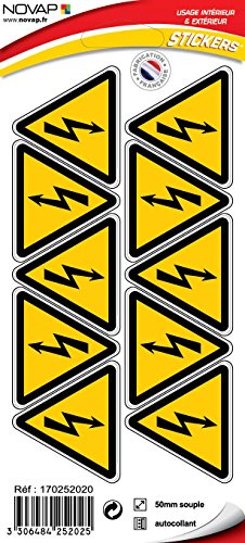Planche 10 Pictogrammes Triangle 50mm - Danger Eléctrique - 4252025