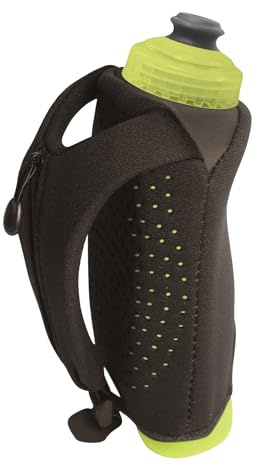 Amphipod Hydraform Ergo-Lite Handheld Water Bottle, BPA-Free Minimalist Insulated Hydration for Ultra-Running & Walking - Black/Green - 16 oz