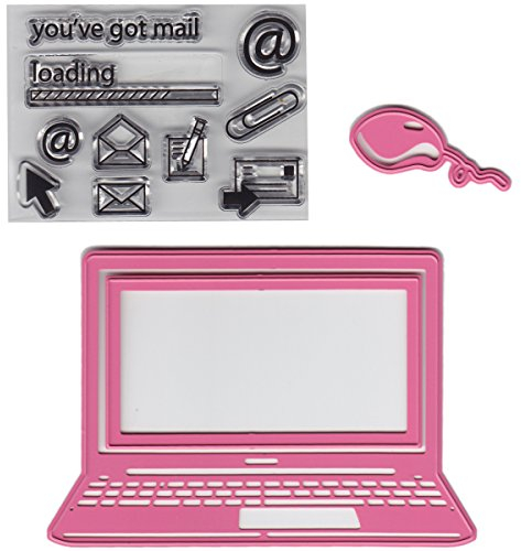 Marianne Design Collectables Laptop-Stempel und Stanzschablone für die Kartengestaltung und Scrapbooking, Metal, pink, 10.2 x 6.9 x 0.4 cm