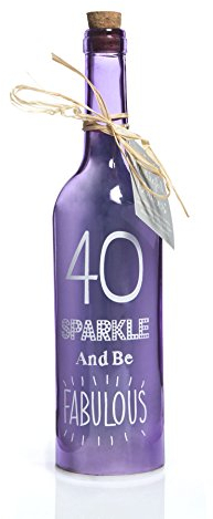 Boxer Gifts SB1240 Light-Up LED 40 Glass Starlight Bottle | Beautiful, Decorative Homeware Perfect for a 40th Birthday | Complete with Gorgeous Gift Tag, 6.7cm x 29.5cm, Purple