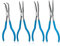 NEIKO 02105A (4) Long Nose Plier 11” Long Reach, Straight, Angle, Curved Pliers, 45 & 90 Degree, Bent Head Needle Nose Pliers Set for Mechanics, Long Handle Pliers