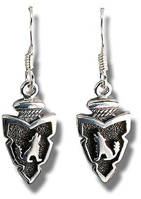 Indianerschmuck Ohrhänger Wolf Pfeilspitze 925 Sterling Silber