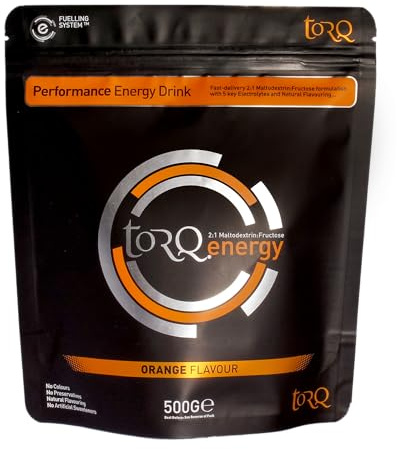 TORQ Flavoured Electrolyte Powder - Natural Orange Isotonic Hydration Powder with Electrolytes Drink | Fast Delivery Energy Drink with High Carbohydrates and Sodium | 15 Single Servings