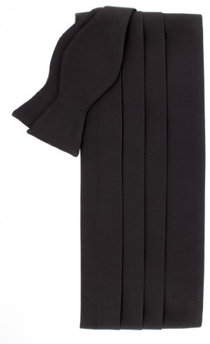 David Donahue Silk Self-Tie Bow Tie & Cummerbund Set in Black Faille (CH110001)