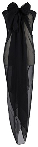 PB-SOAR XXL Damen Einfarbig Unifarben Sarong Pareo Strandtuch Wickelrock Wickeltuch, weich und leicht (Schwarz)