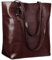 S-ZONE Damen Echtleder Tasche Shopper Groß Tote Handtasche Henkeltasche (Kaffee)