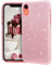 MATEPROX iPhone XR Custodia Trasparente Cover Ragazze Sottile e Sottile Lucida Glitter Scintillante Custodia per iPhone XR 6.1''(Rosa)