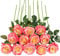 Tifuly 12 PCS Künstliche Rosen, 19,68 '' Single Long Stem Fake Rose Seide Braut Hochzeitsstrauß Realistische Blume für Hausgarten Party Hotel Büro Dekor (Blossom Roses, Rosa)