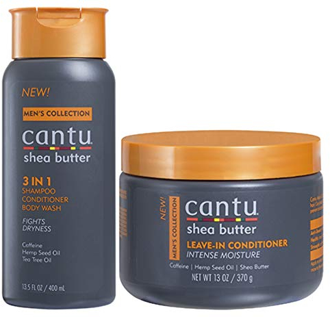 Cantu Männer 3-in-1 Shampoo Conditioner Bodywash 13,5 Unzen mit Leave in Conditioner 13 Unzen
