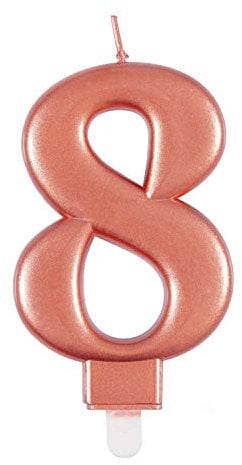 Elegant Metallic Rose Gold Number 8 Birthday Candle - Perfect for Birthday Parties, Anniversaries & More - 1 Pc
