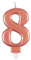 Elegant Metallic Rose Gold Number 8 Birthday Candle - Perfect for Birthday Parties, Anniversaries & More - 1 Pc