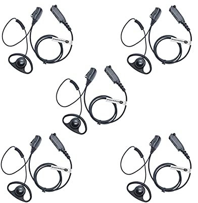 5 x D-förmige Ohrbügel-Headset mit verstecktem PTT-Mikrofon für Sepura Radio STP8000 STP8035 STP8040 STP8080 STP9000 SC20 Multi-Pin-Stecker