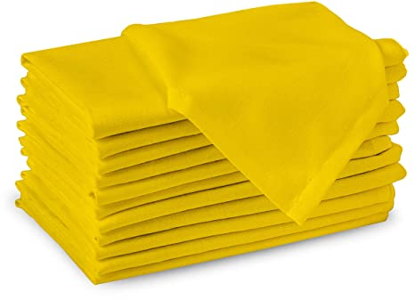 Encasa XO Baumwollstoffservietten | 12er-Set | Größe 43x43 cm | Sunbeam Yellow Volltonfarbe | Waschmaschinenfest