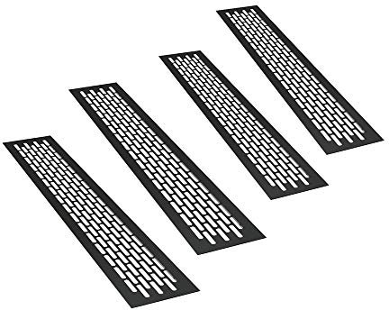 sossai® Griglia di ventilazione in alluminio - Alucratis (4 pezzi) | Rettangolare - dimensioni: 48 x 8 cm | Colore: nero | areazione