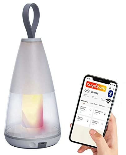 Moderne LED Gartentisch Beleuchtung IP54, App gesteuerte Lampen, Tischbeleuchtung für den Außenbereich & Innenbereich, Smarte Nachttischlampe, Tragbare Lampe Outdoor mit Smartphone Steuerung Tuya