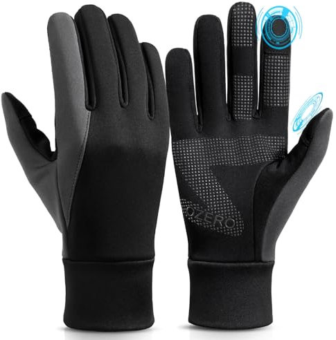 OZERO Warm Winter Gloves: Anti Slip Touchscreen Gloves Waterproof and Windproof Thermal Cycling Glove Cold Weather Running Gloves for Men Women Outdoor Walking Biking Driving - Black (XXL)
