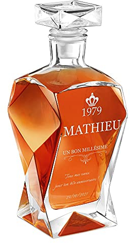 Maverton Décanteur à Whisky gravé - Carafe en verre - Carafe Whiskey - cadeau personnalisé - Idee cadeau homme - Cadeaux anniversaire homme avec personnalisation - Millésime