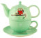 Mila Keramik Tee-Set, Tea for One Hallo Winter-Eule | MI-992391, Türkis/Bunt