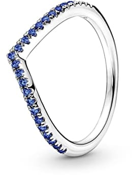 PANDORA Ring Timeless Funkelnder Wunsch Silber, blaue Kristalle 196316C02 50