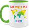 Tasse Tassen 325ml - Pride LGBTQ Flagge - Die Welt ist bunt – Regenbogen Farben - 325 ml - Hellgrün - gay lgbt bunte kaffeetasse csd fanmug lesbian teetasse lqbtq lgbtqia queer kleidung month