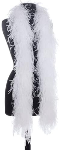 LUNYY 2 mètres 6 Plis Plumes d'autruche Boas pour Robe de mariée avec Panache châle décoration Carnaval vêtements Accessoire Artisanat