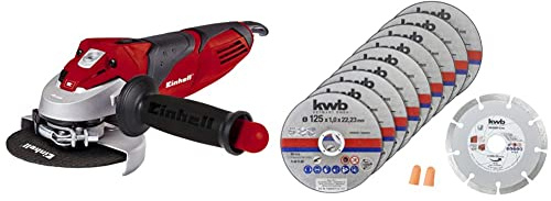 Einhell Winkelschleifer TE-AG 125/750 Kit (750 W, Spindelarretierung, inkl. 1x Diamant-Trennscheibe, Trennscheibenset, Trennscheibenschutz, im Transport- und Aufbewahrungskoffer)