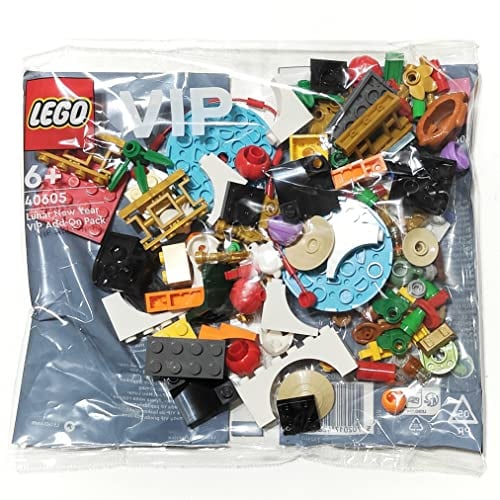 LEGO 40605 Lot de 6 + 124 pièces pour le Nouvel An lunaire chinois VIP avec briques et pièces amusantes aléatoires, y compris lapins, baguettes dorées et dinde