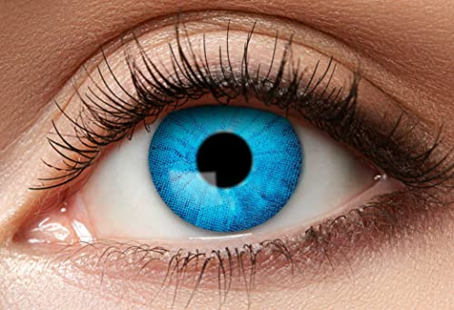 Balinco Monats Farbige Kontaktlinsen ohne Stärke, Weiche Hochwertige Motivlinsen für Cosplay, Halloween, Karneval, Partys & Festivals - Rave (Deep Blue)
