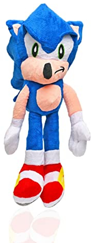 wiztex 50 cm XXL Sonic Kuscheltier - Blau Sonic Hedge Hog Videospiele-Serie - Gestickte Schwarze Augen Plüschtier - Sonic Spielzeug für Geschenk und Dekoration