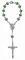 Kaltner Präsente Geschenkidee - Kurzer Auto Rosenkranz für Damen und Herren mit Kreuz Anhänger Marienbild und Glas Perlen Farbe Grün (Länge 17 cm)