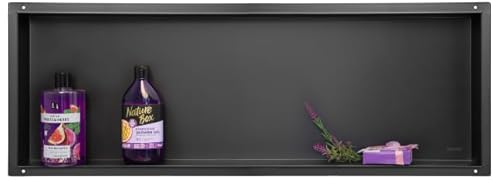 KOLMAN Duschregal Unterputz Badezimmer Regal 30x90x10 cm Schwarz Duschnische Wandnische aus Edelstahl