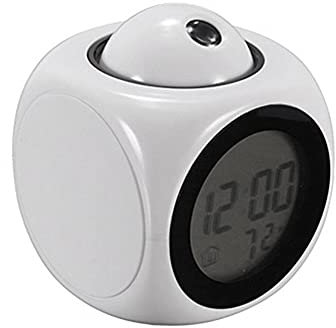 TEmkin Alarm Clock Alarm Clocks Multifuntion Alarm LCD Digital LED Projector Alarm Clock Weather Station Calendar Projector (Color : White)