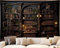 QGHOT Mittelalterlicher Bücherregal-Wandteppich, dunkle Akademie, alte Bibliothek, Wandbehang, Gothic-Wanddekoration, Arbeitszimmer, Studentenzimmer, Büro, Schlafzimmer, Wohnzimmer, Hintergrund, 203,2