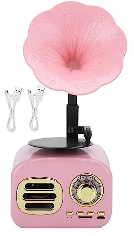 Phonographe Portable,Haut-parleurs Bluetooth, Haut-Parleur Bluetooth Rétro Vintage, De Boîte De Haut-Parleur, pour Fête, Cinéma Maison, Cinéma De Jeu, Lecteur De Musique(Rose)