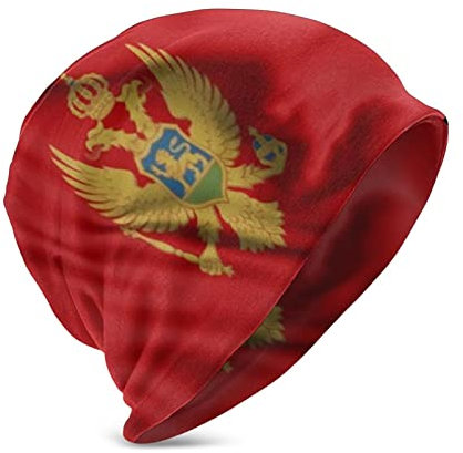 408 Winter Thermomützen Montenegro-Flaggendruck Schwarz, Schädel Cap Slouch Cuffed Plain Hat Warme Mützen Für Geschenke Skifahren Skating