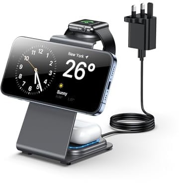 Wireless Charger,Magsafe 3 in 1 Wireless Charging Station,Aluminum Alloy Magnetic Wireless Charger for Apple Watch 10/9/8/7/6/5/4/3,Airpods Pro/3/2,Fast Magsafe Charger Stand for iPhone 16/15/14/13/12