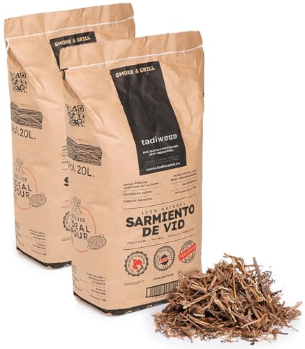 Sarmiento de Vid Tozeada. Ideal Barbacoas, Arroces, Paellas, Calçots o Chuletitas de Cordero. Hecho en España. Leña de Endendido Rápido. 100% Natural sin aditivos (40 litros)