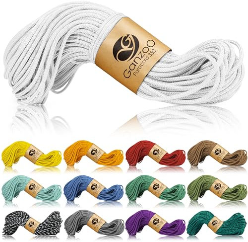 Ganzoo Paracord 350 Seil, Nylon Polyester, 2,5mm, Typ 1, 30m, Outdoor Schnur, Allzweckseil, Takelung für Armband, Hundehalsband, Hundeleine Knüpfen, Camping Survival, weiß