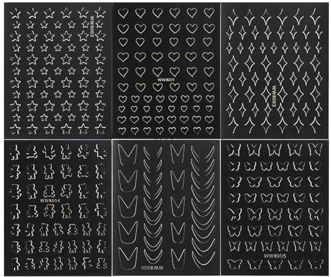 French Nail stickers, 6 Sheets French Manicure Stickers, French Tip Stickers, Self-Adhesive Nail Stickers for French Manicure for Manicure Decoration DIY Tools E