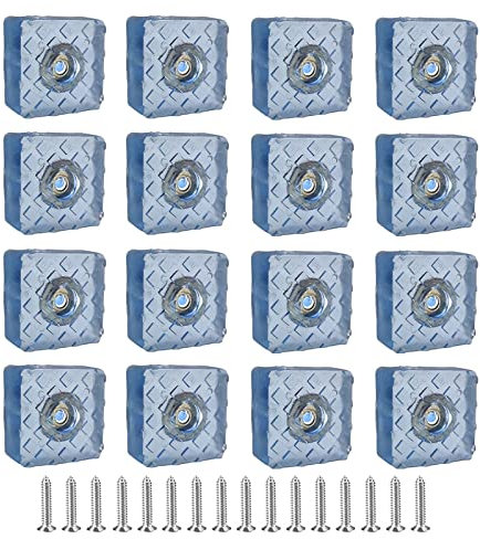 XNJIHWA 16Pcs Furniture Grippers Non-Slip Rubber Furniture Floor Pads Chair Leg Wood Floor Protectors Square Chair Leg Protectors with Screws,30 * 30 * 10mm,Blue