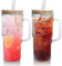 ANOTION Glass Cups with Lids and Straws - 24oz Tumbler with Handle Coffee Cups Glass Straws Glasses Mason Jar Cups Drinking Set Kitchen Essentials Coffee Bar Accessories House Warming Gifts New Home