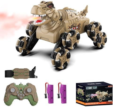 Teeggi Monstertruck Ferngesteuertes Auto Dinosaurier Spielzeug ab 6-12 Jahre, 8WD Stunt RC Auto mit Gestenerkennung, Spray und Licht, Neuartiges Kinderspielzeug Monster Truck für Jungen