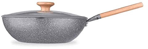 YIHANSS Wok-Kochgeschirr, Maifan-Stein, Antihaft-Pfanne, Bratpfanne, Haushalts-Gas-Induktionsherd, Bratpfanne, Bratpfanne, rauchfreier Topf, Vision