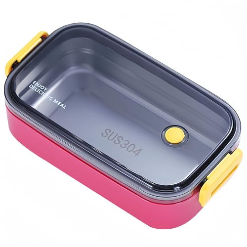 Bento Box Lunch Boxes, Stainless Steel Lunch Box, A Stylish and Visually Appealing Lunchbox, Reusable Food Storage Containers with Transparent Lids, Microwave|Dishwasher Safe Cute Bento Box (Red)