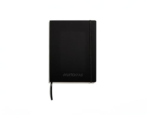 Muitomas, Block Notes Large, Notebook Appunti per Ufficio, con Copertina Morbida, Tasca Interna e Chiusura ad Elastico, 120 Fogli a Righe, 19 x 25 cm, Colore Nero