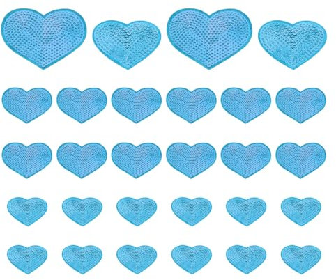 PATIKIL Pailletten-Herz-Aufbügelpatches, 28 Stück Aufnäher zum Aufbügeln Applikation Pailletten Glitzer Patches für DIY Schuhe Kleidung Hüte Rucksäcke Kostüme, Hellblau