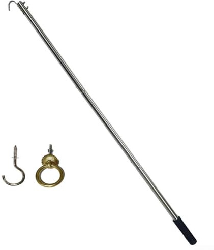 Treppen-Zugstangen-Set, 101,6 cm, Edelstahl, Dachboden-Verlängerungsstange, mit Aufbewahrungshaken, für Dachbodentreppen zum Herunterziehen