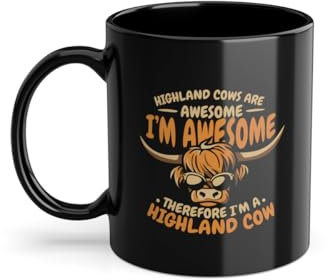 Therefore I'm A Highland Vache Highlands Tasse à café Élevage de vache des Highlands | Tasse à café noire (09901W)