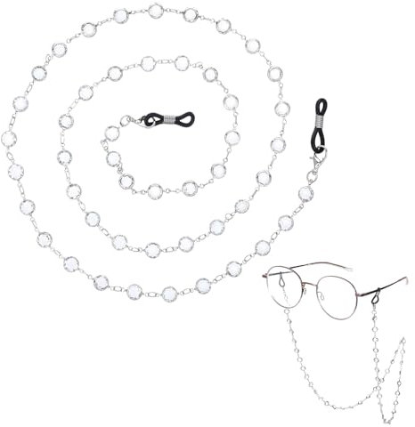 InnoHHustle Brillenketten Brillenband für Damen Silberfarben Brillen Halter Perlen Augenglasketten Elegante Brillenbandhalter mit Kristallperlen Sonnebrillenkette Lesebrillen Perlen Brillen Hals Cord